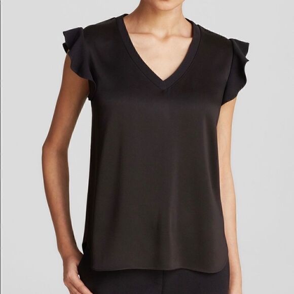 Kate Spade Flutter Sleeve Satin Crepe Blouse - Picture 11 of 11